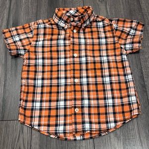 Gymboree Button Down Collared Orange Checkered Shirt